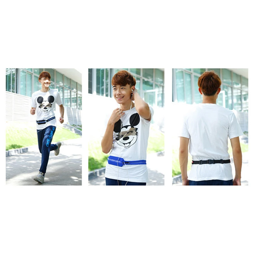 Mnycxen Waist Pack Men Women Double Pocket Waterproof Phone Belt PU Small Bag For Traveling Running Sport Fanny Pack A20