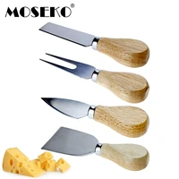 moseko 4pcsset stainless steel cheese board sets cheese knife bamboo handle cheese cutter slicer kit cooking baking tools