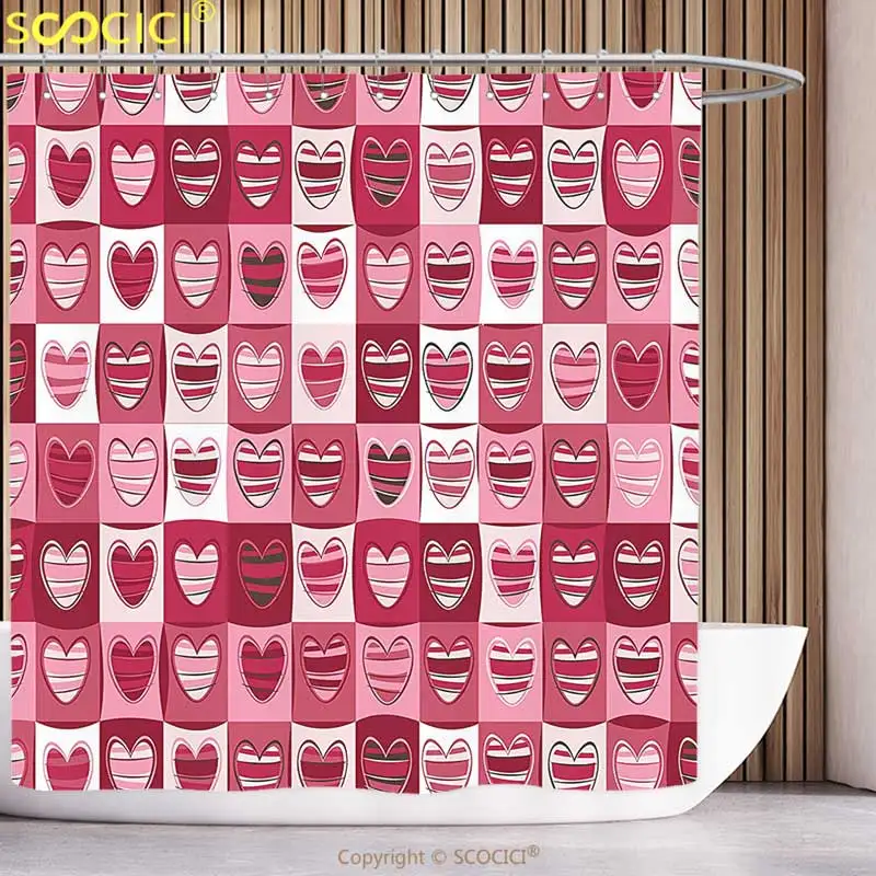 Забавная занавеска для душа украшение в виде сердец Дня святого Валентина узор