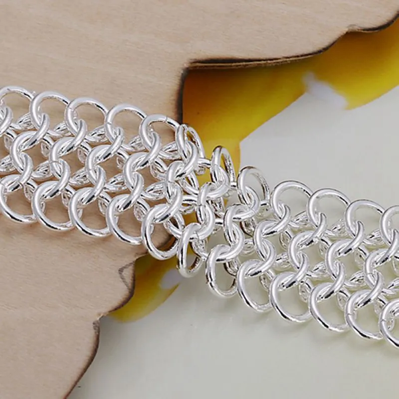 Бесплатная Доставка оптом Серебристый браслет 925 Модные посеребренные украшения