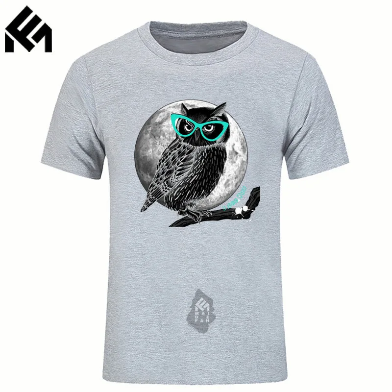 Мужская S 3XL ночь рыцарь Сова рубашки для мужчин короткий рукав Crewneck хлопок 3D