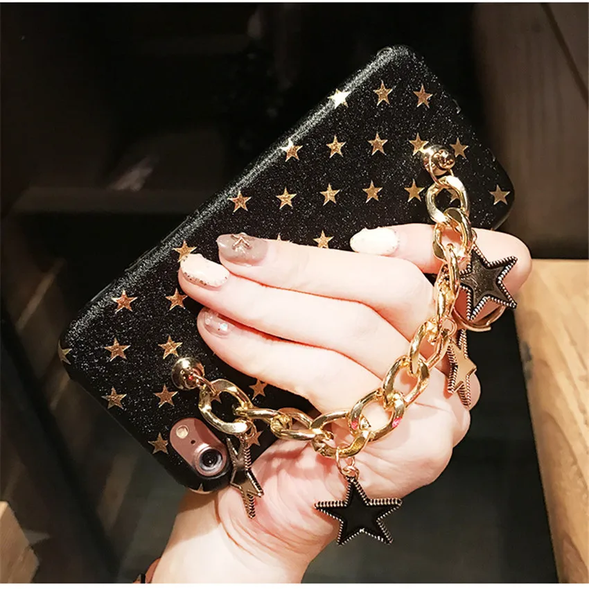 Роскошный Ультратонкий Мягкий чехол для телефона iphone 7 plus 6 6s с золотыми звездами