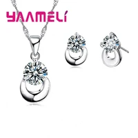 latest design stud earrings pendant necklace sets for women girls gifts 925 sterling silver and aaa cubic zircon jewelry