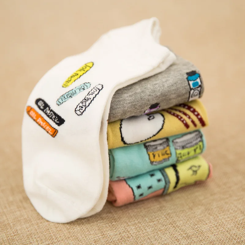 10 Пар/лот Весной и летом взрыв моды мужчины женщины носки милый мультфильм шаблон