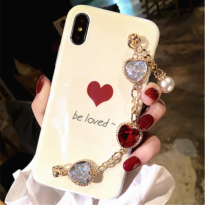 Be Love heart бриллиантовый браслет цепочка чехол для телефона Blu ray iPhone 6 6s 7 8 plus X galaxy s7