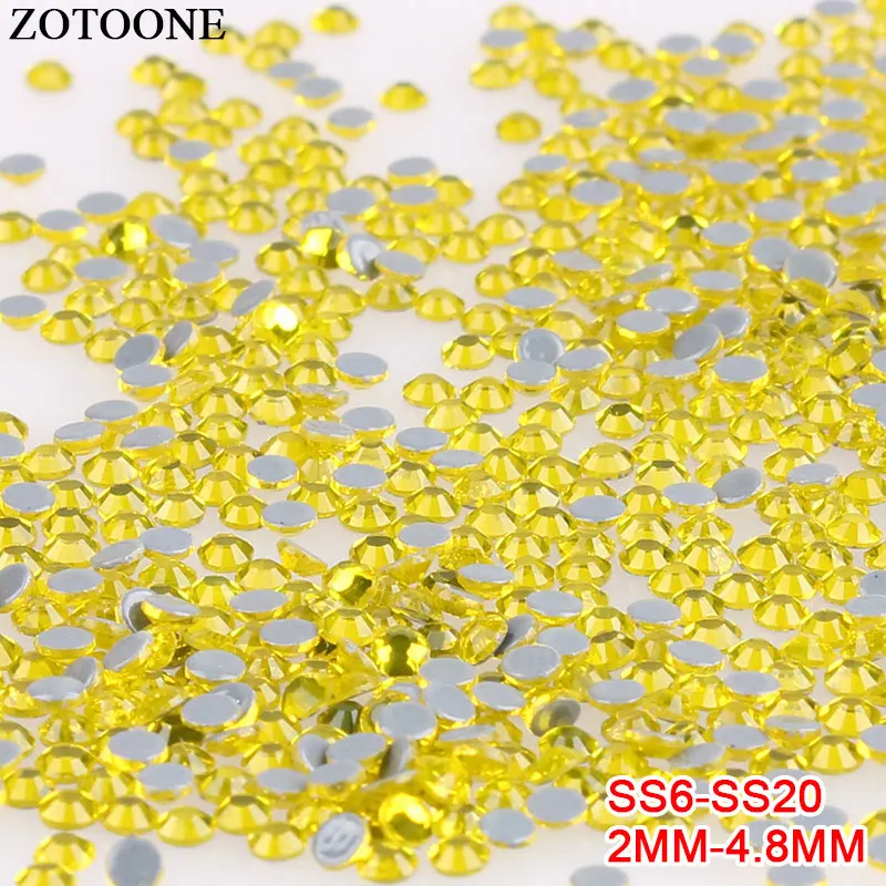 ZOTOONE 1440 шт. желтый камни и прозрачные стеклянные стразы с прямой основой s для
