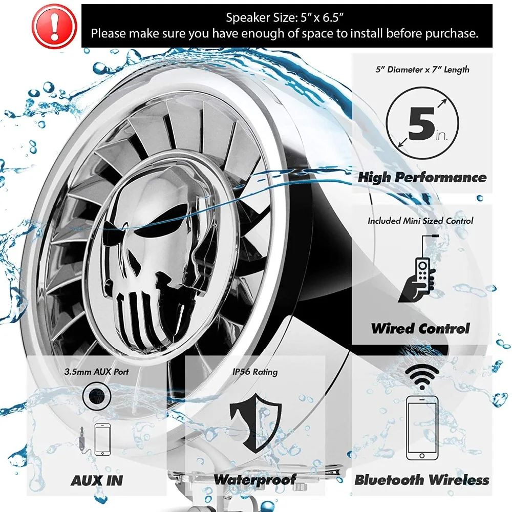 Aileap SPK500N 600 Вт Встроенный усилитель " полный диапазон водонепроницаемый ATV RZR UTV bluetooth-стереоколонки аудио система усилителя(хром