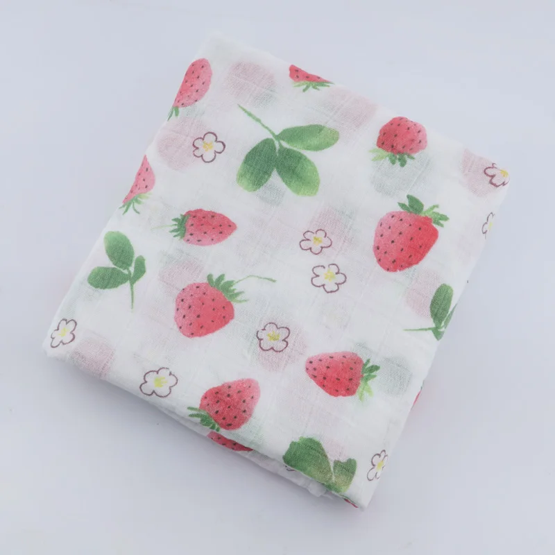 Strawberry Детское одеяло Muslinlife, дышащее, муслиновое, обертывание, для новорожденных, хлопок, бамбуковое волокно, детское Пеленальное многофункциональное муслиновое постельное белье, 120*120 см - Цвет: Strawberry
