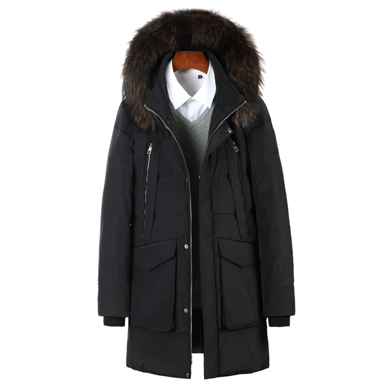 Новая Толстая мужская куртка на 90% белом утином пуху зимняя верхняя одежда пальто