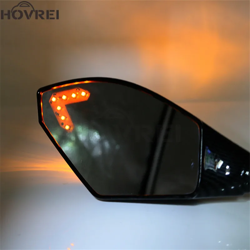 Углеродные зеркала для мотоцикла Светодиодные поворотники боковые заднего вида