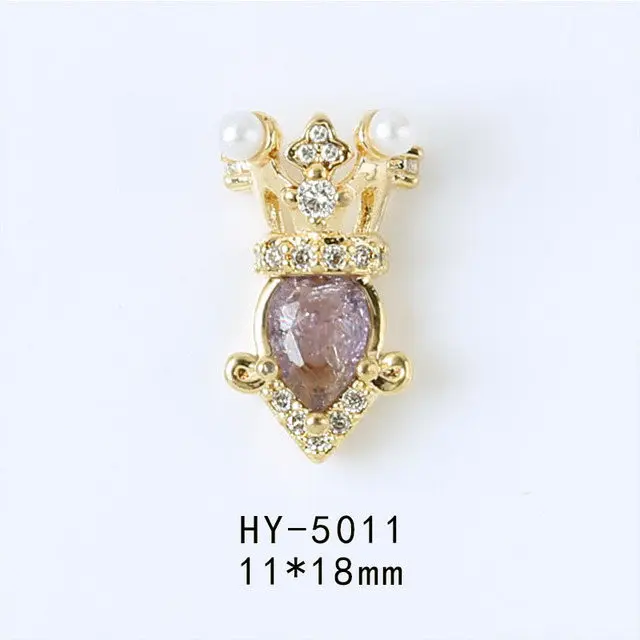 HY5011 10 шт./лот, Ледяной цветок, Роскошные Металлические украшения для ногтей, корона, Стразы для ногтей, жемчужные ногти, части, украшения, аксессуары для ногтей - Цвет: HY5011
