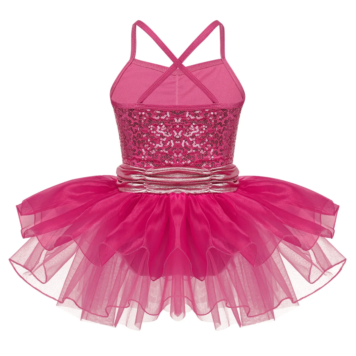 TiaoBug Kids Girls Sequins Stage Dance Costume Children Flower Ballet Leotard Spaghetti Straps Professional Tutu Dress | Тематическая