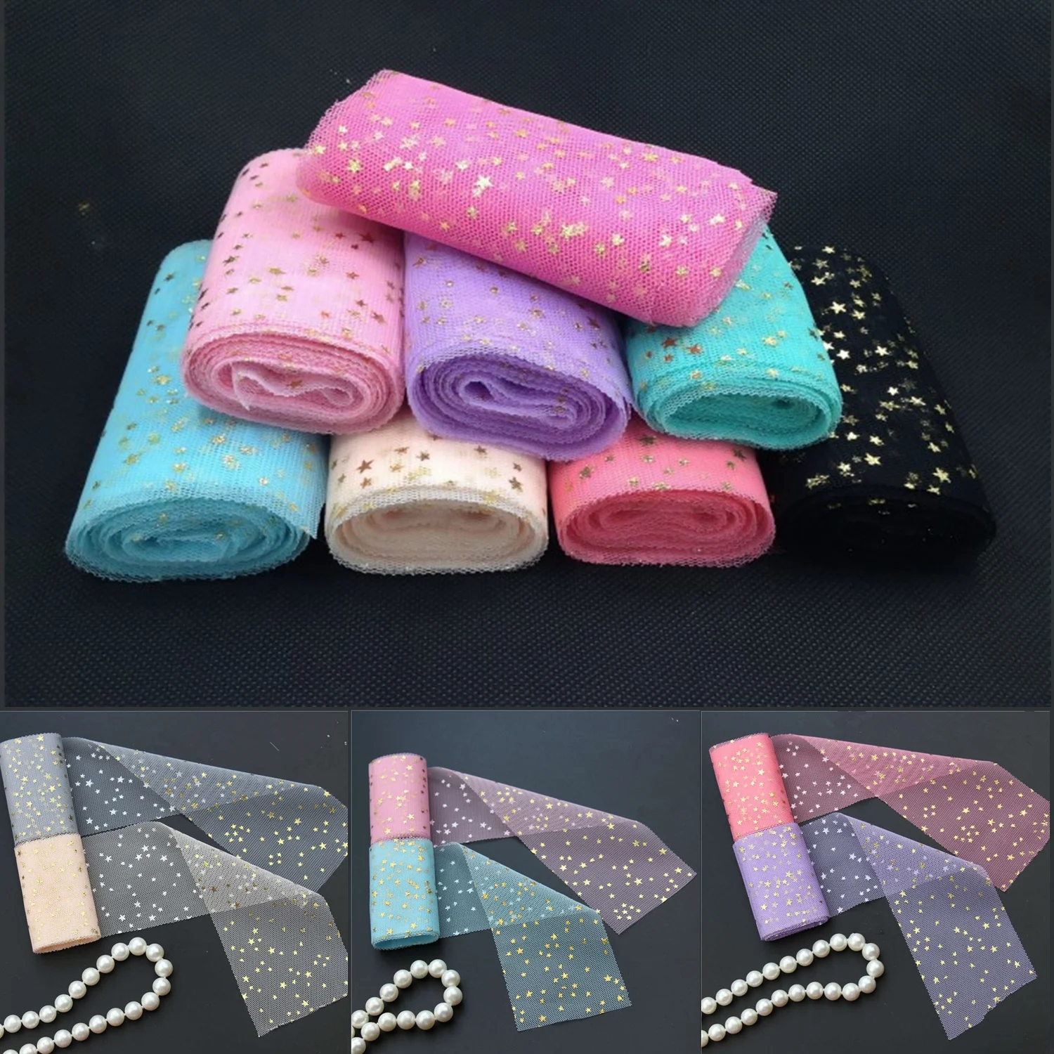 5 ярдов 8 см/6 см горячая распродажа звездное небо блестящие звезды блестки