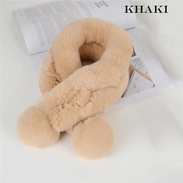 Bufanda de piel real для женщин Rex conejo pelo piel gruesa envio libre caliente de alta calidad bufanda - Цвет: CAMEL