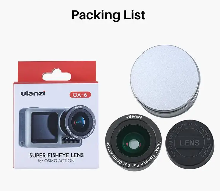 Standard Package ULANZI OA-6 объектив рыбий глаз 35 мм 180 градусов широкий угол для DJI Osmo Action HD Оптическое стекло объектив камеры Osmo Action аксессуары - Цвет: Standard Package