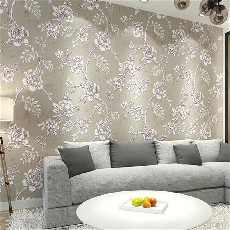 beibehang Modern minimalist 3D embossed living room TV background wallpaper bedroom fashion pastoral non-woven | Обустройство дома