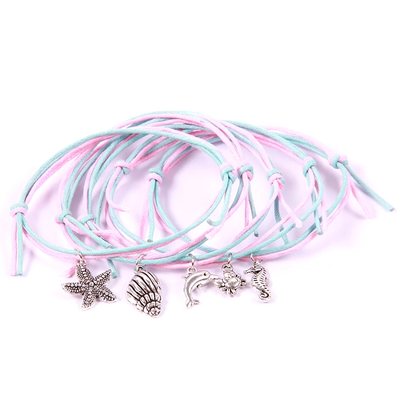 5 шт./лот плетеный браслет женский мужской веревочный Браслет Морская лошадь