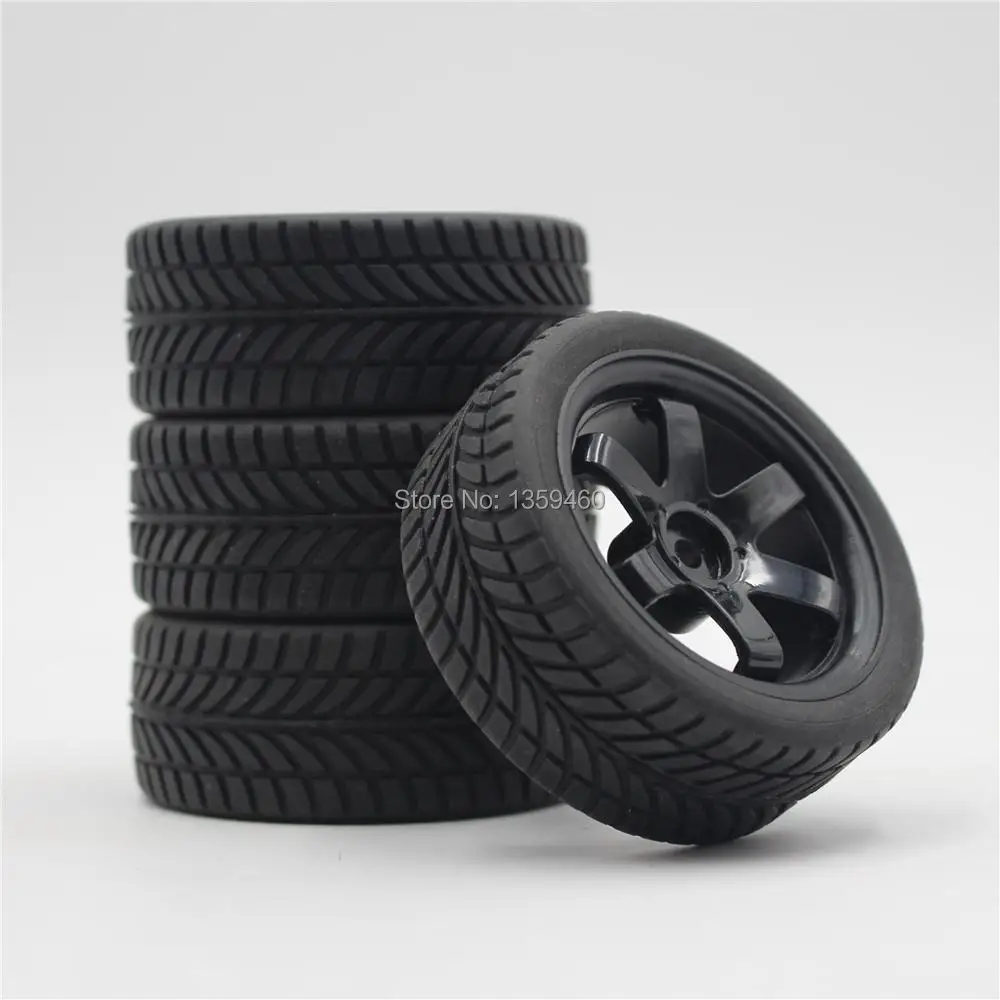 4pcs 1/10 RC Soft Rubber Touring Tire Tyre Wheel Rim W6SNK(Black) 3/6/9mm Offset for 1:10 Car 10005+21012 | Игрушки и хобби