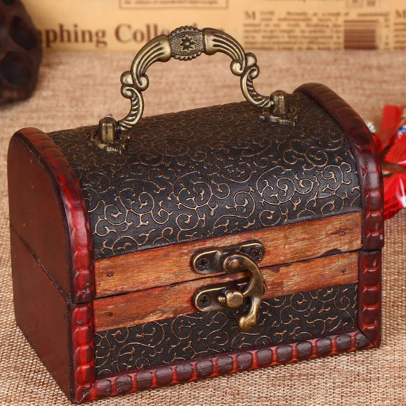 Шкатулка для драгоценностей чехол хранения из фанеры цветочный узор Ретро