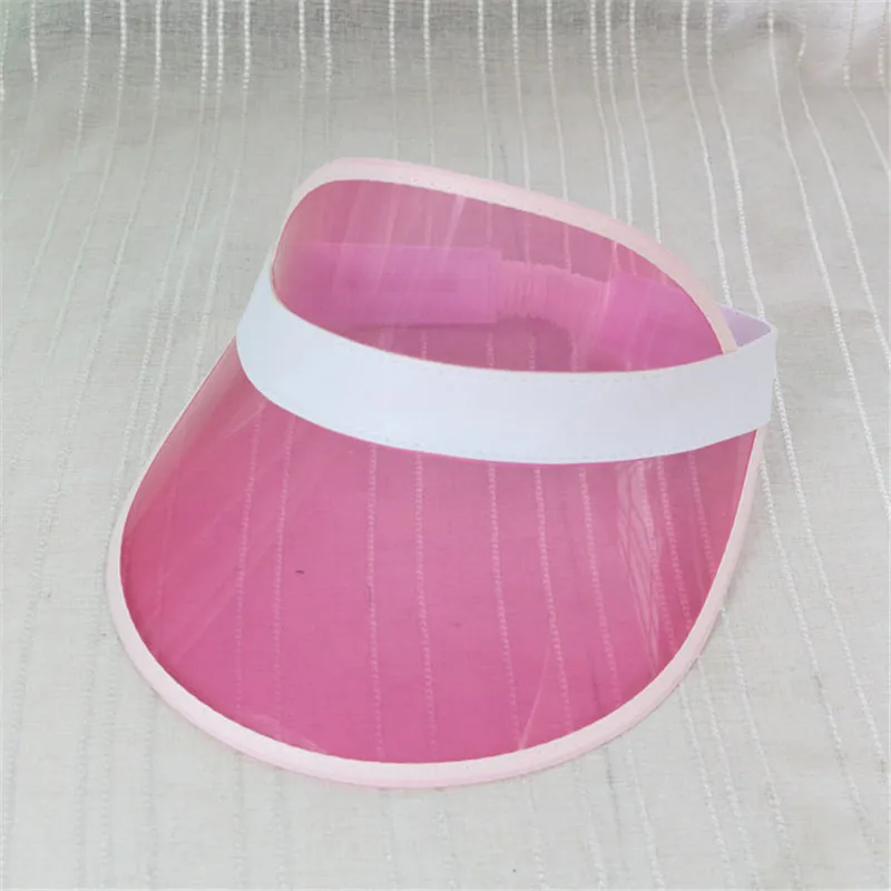 pink Kajeer Новая летняя Унисекс Женская Мужская Солнцезащитная шляпа карамельного цвета прозрачный пустой Топ пластиковый ПВХ Солнцезащитная шляпа козырек шапки велосипедная Солнцезащитная шляпа - Цвет: pink