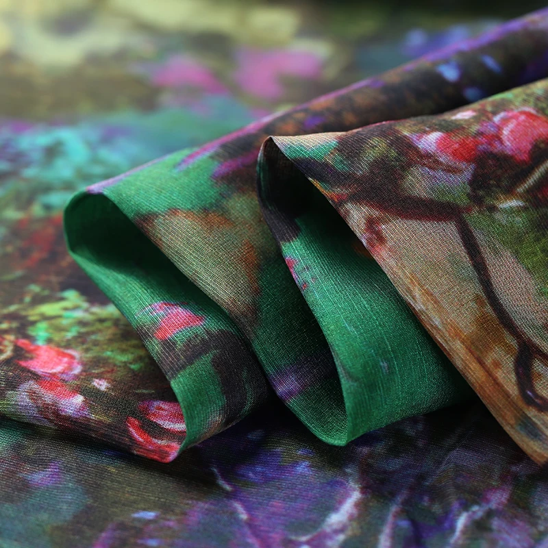

140cm digital inkjet linen fabric dress cheongsam silk linen fabric chinese silk fabric wholesale linen cloth