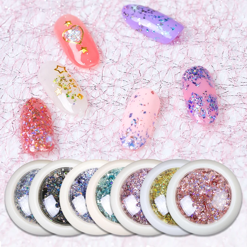 1 Box Super Thin Holographic Nail Flakes Irregular Sequins Rose Gold Holo Laser Paillette DIY Manicure Art Decoration | Красота и