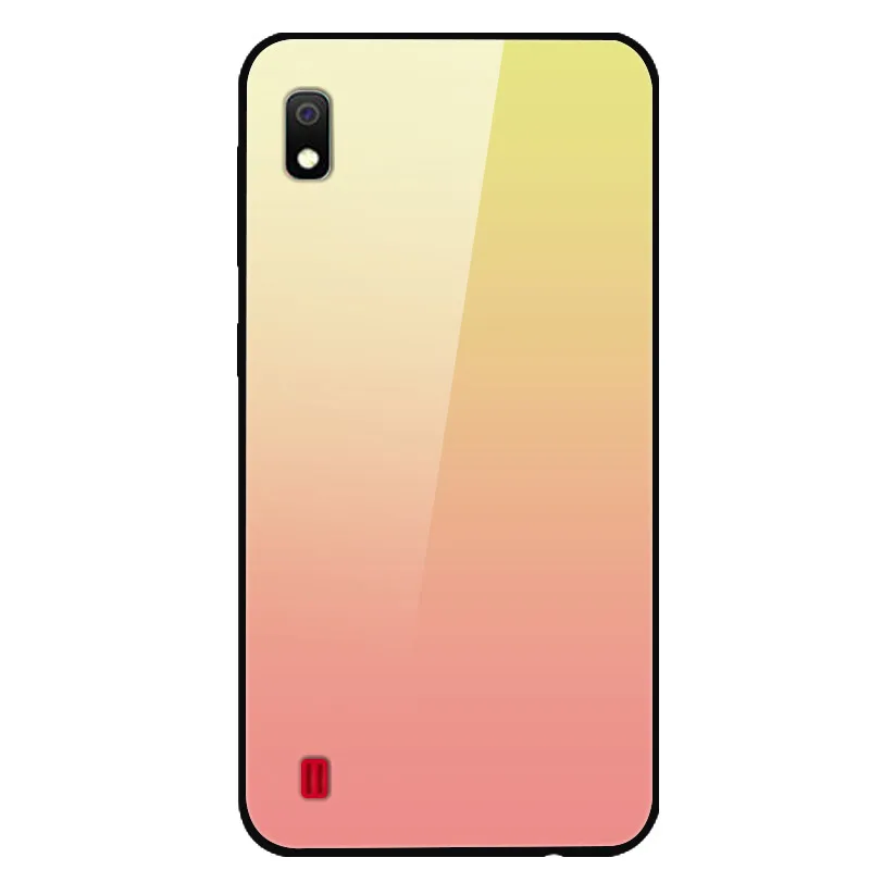 Yellow Pink Для samsung A10 A20 A30 A50 A70 чехол из закаленного стекла с градиентом из мягкого ТПУ Рамка задняя крышка для Galaxy A 30 50 A50 10 PC пластик - Цвет: Yellow Pink