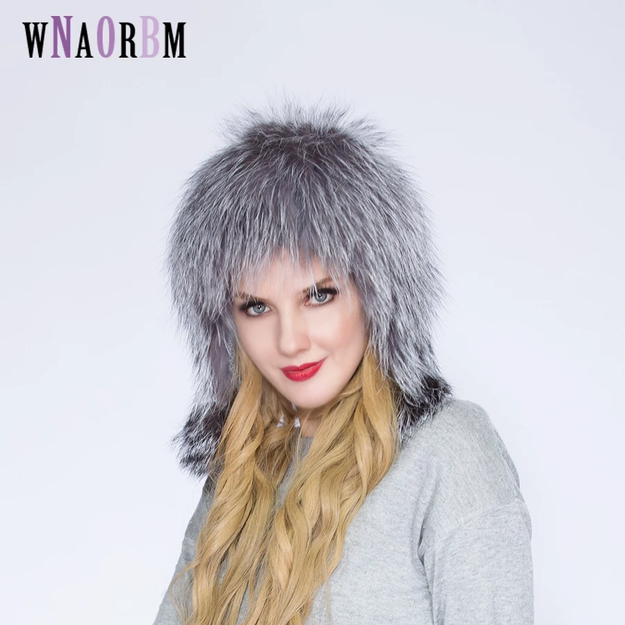 2022 Hot Sale Fashion Winter Warm Women Knitting Caps Mink hats Vertical weaving with FOX Fur On The Top | Аксессуары для одежды
