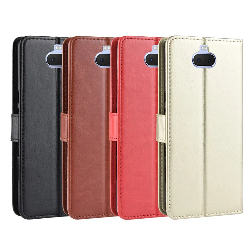 For Sony Xperia 10/Plus Case Magnetic Wallet Flip PU Leather Stand Card Slots Cover Skin with Strap 10 Plus | Мобильные телефоны и