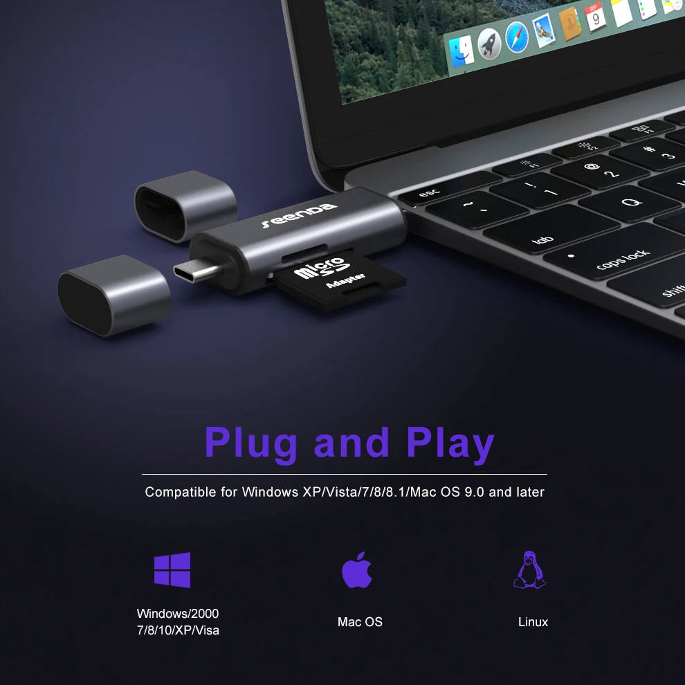 SeenDa все в 1 USB 3 0 смарт кард ридер высокая скорость TF Micro SD OTG Type C адаптер|card reader