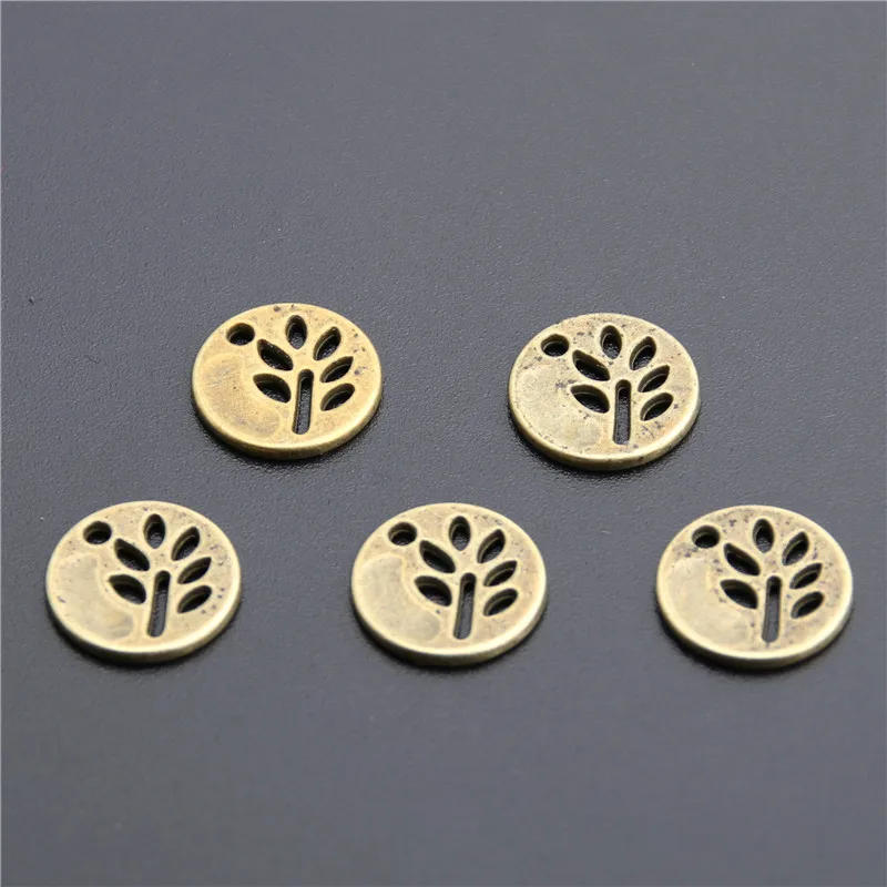 

50 Pcs Silver Color/bronze Mini Round Leaf Charm Diy Findings Jewelry Accessories Jewelry 12mm A990