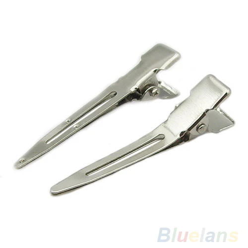 Лидер продаж 50 шт. серебристые плоские металлические зажимы для волос с одним