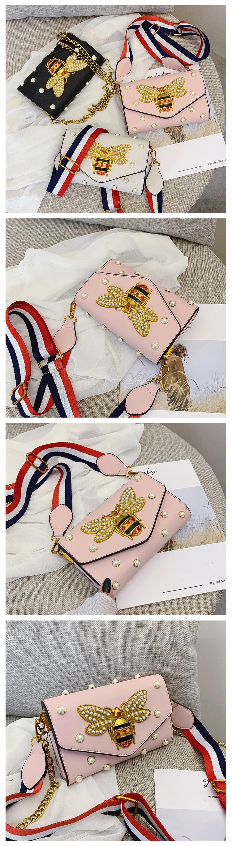 Bolsa Feminina, новинка, модные брендовые женские маленькие сумочки с Пчелой, на цепочке, сумки через плечо, вечерние, клатч, Основная сумка для женщин