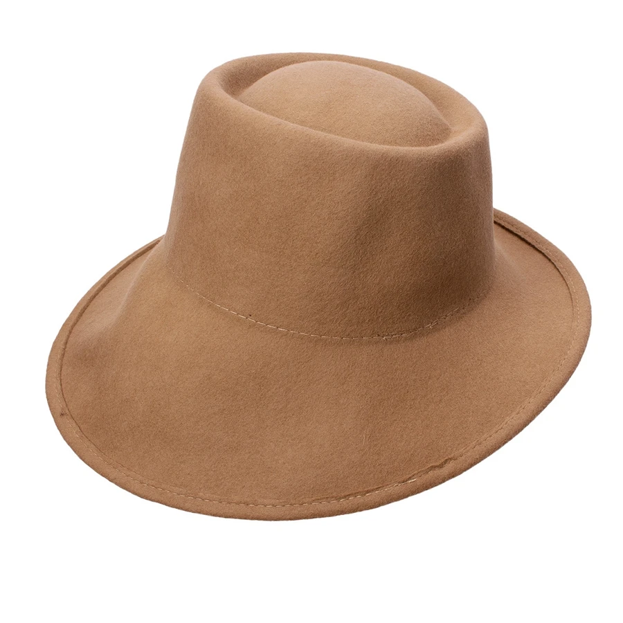 Lawliet шерсть женская шляпа с широкими полями Fedora специальная флоппи Женская фетровая наклонная Асимметричная Свадебная церковная шляпа T289