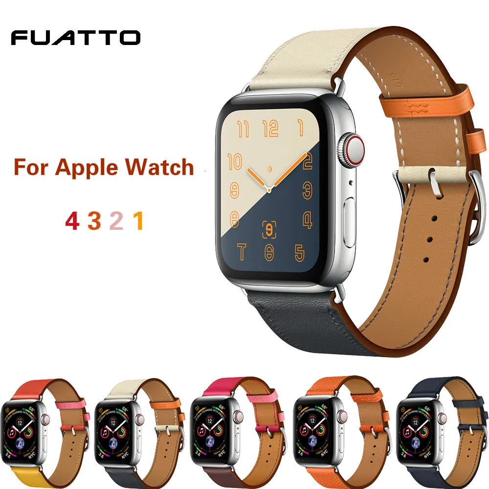 Кожаный ремешок для Apple Watch 4 3 2 1 один тур ремешок для Iwatch петля двойной цвет ремень браслет сменный аксессуар