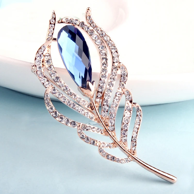 Розовое золото синий кристалл горный хрусталь с брошью для платье DIY ремесла