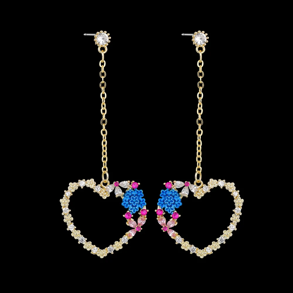 Новое поступление классические Красочные Висячие серьги с кристаллами в форме