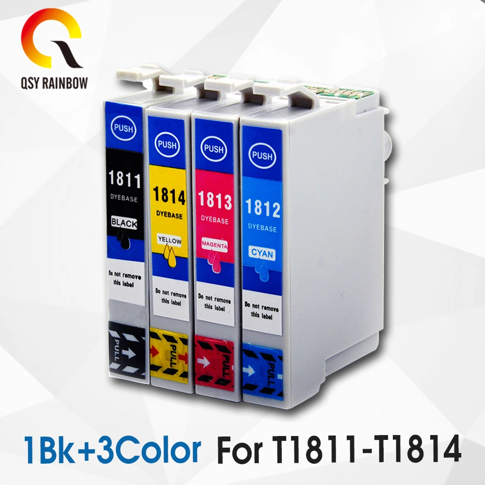4 шт. T1811 T1812 T1813 T1814 для EPSON XP-212 XP-215 XP-312 XP-412 XP-415 XP-202 XP-102 XP-302 XP-405 XP-205 картриджи с