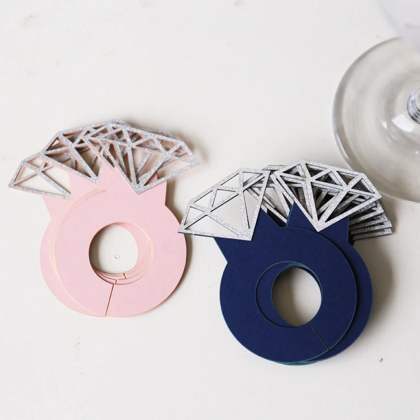 Набор из 50 ярлыков для Винных Бокалов украшение помолвки лазерная вырезка | Дом и