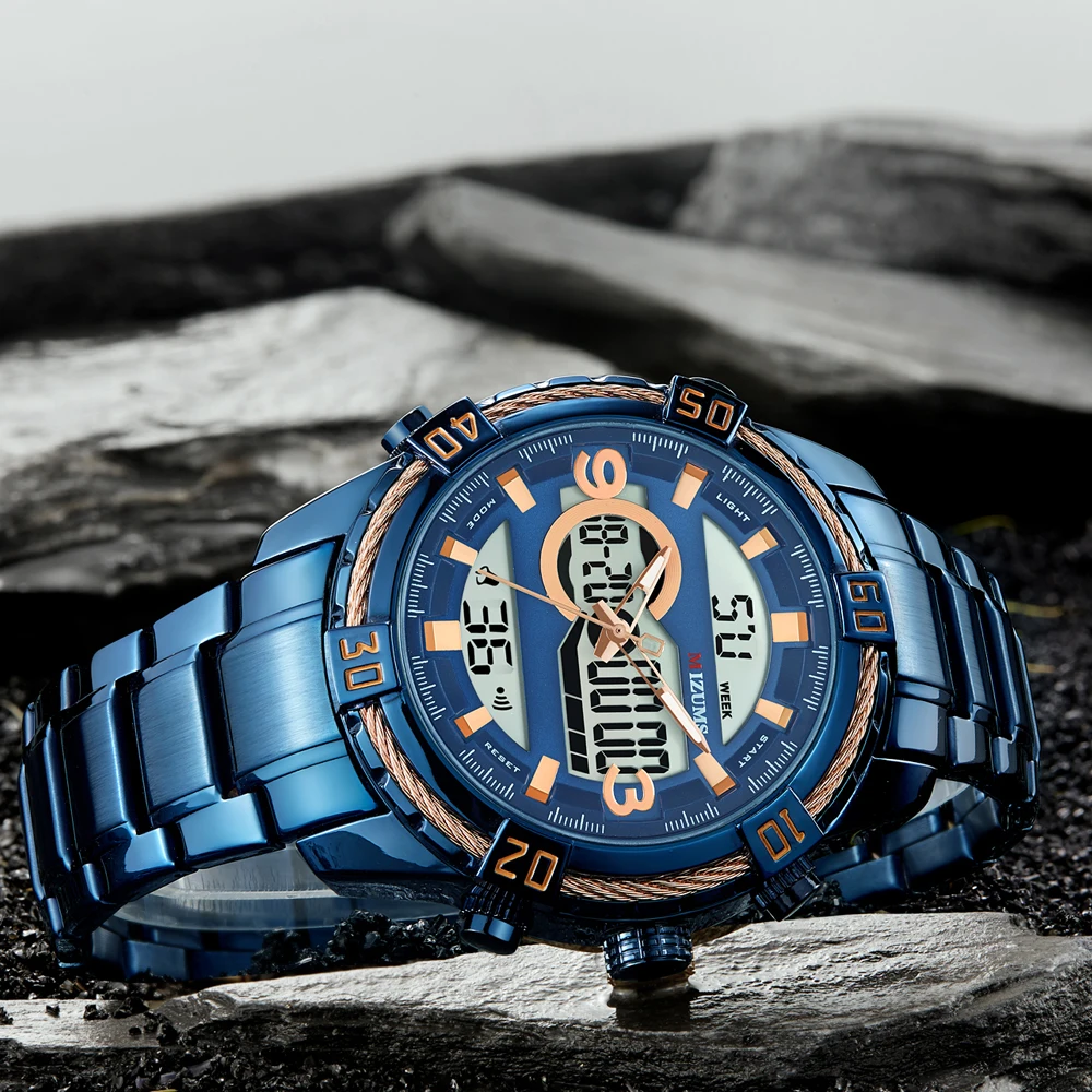 Мужские Роскошные Брендовые спортивные часы mizсветильник мужские двойной