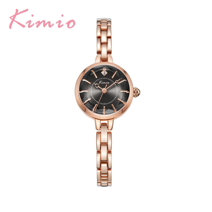 black watch Бренд Kimio, женские часы-браслет, новинка, женские часы с кристаллами, многогранный циферблат, роскошное платье, наручные часы, часы из розового золота, Relogio - Цвет: black watch