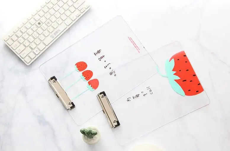 1 шт. Kawaii PP Clipboard прозрачная доска для письма PP A4 папка клип Студенческая канцелярская папка Estojo Escolar