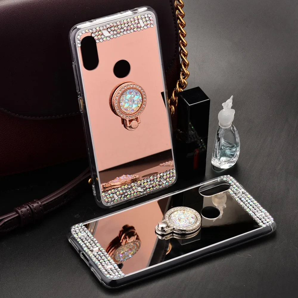 Diamond Phone Case For Samsung A50 J3 J5 J7 A10 A20 A30 A70 M10 M20 Mirror Plated cover S10 S8 S7 S6Edge Ring Holder |