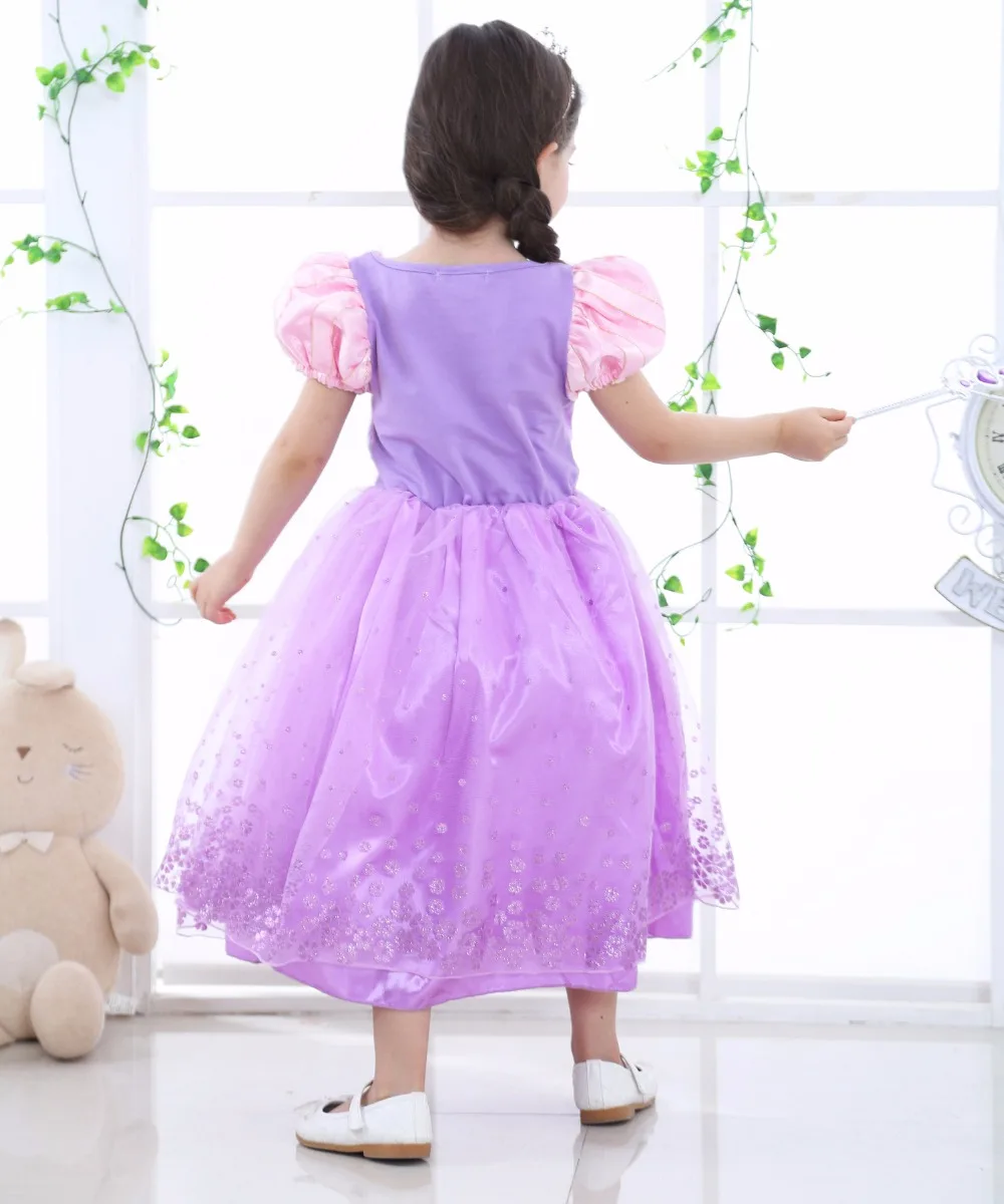 Детский карнавальный костюм принцессы с длинными волосами Платье Нарядное