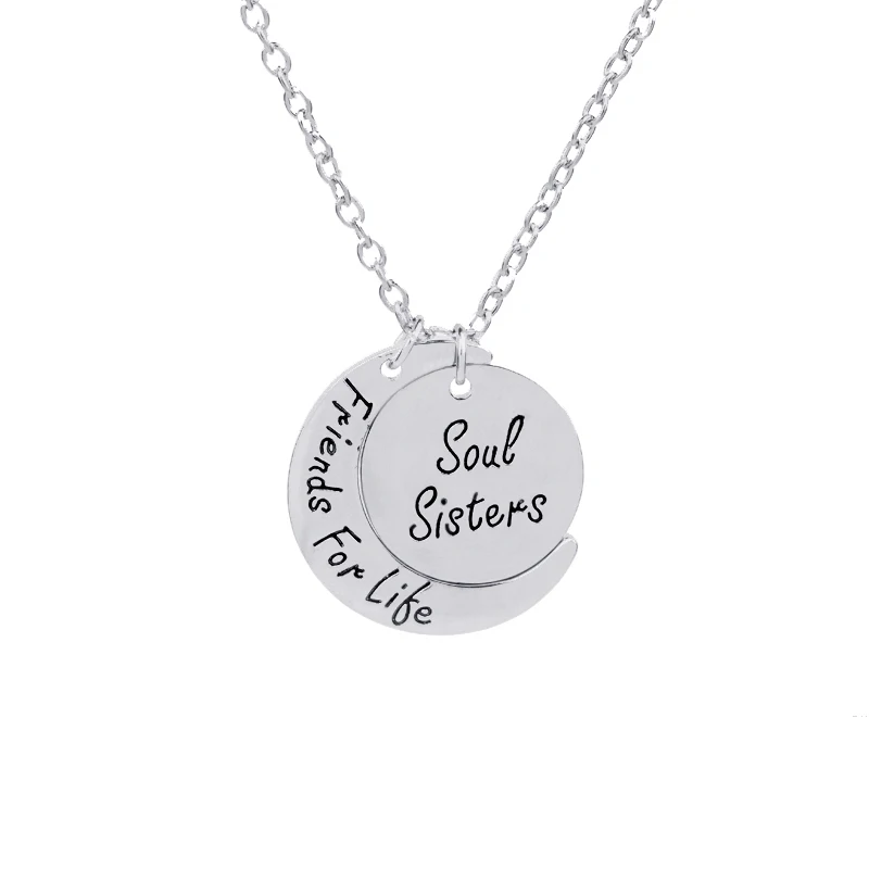 Серебряные ожерелья в форме души, друзей, вечная луна, лучшие друзья, бижутерия, рождественское ожерелье, подарок для сестры