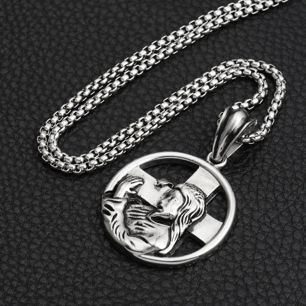 Goofan Hiphop Classic Cross Man Pendant Necklace Stainless Steel Fashion Style Trendy Charm for Men Women Gift STN1911 | Украшения и