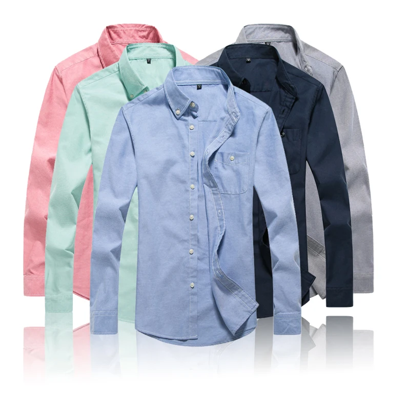 Весенняя рубашка с квадратным воротником Мужская оксфордская длинными рукавами