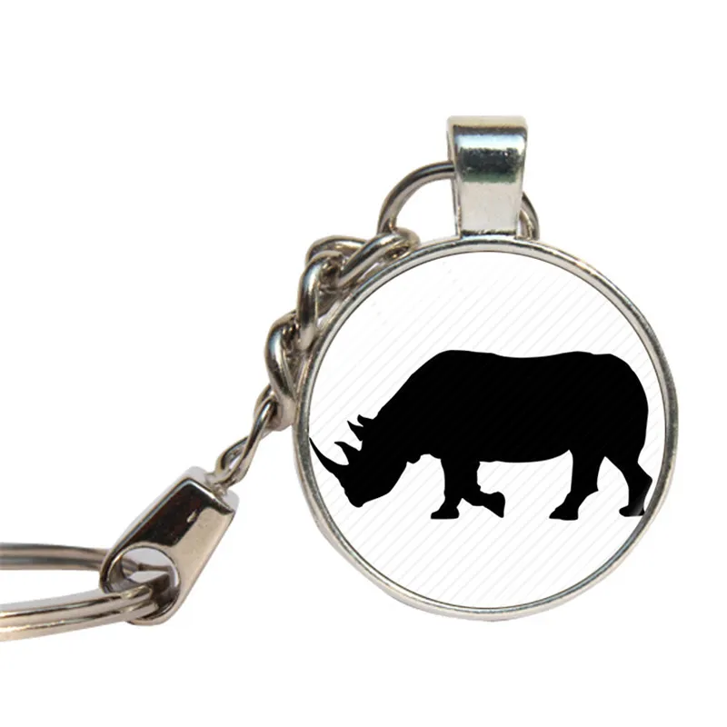 Rhinoceros брелок со стеклянным кабошоном World Rhino Day кольцо для ключей стеклянный купол