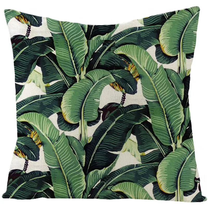 Fuwatacchi тропические растения цветы и деревья льняная наволочка зеленые красные