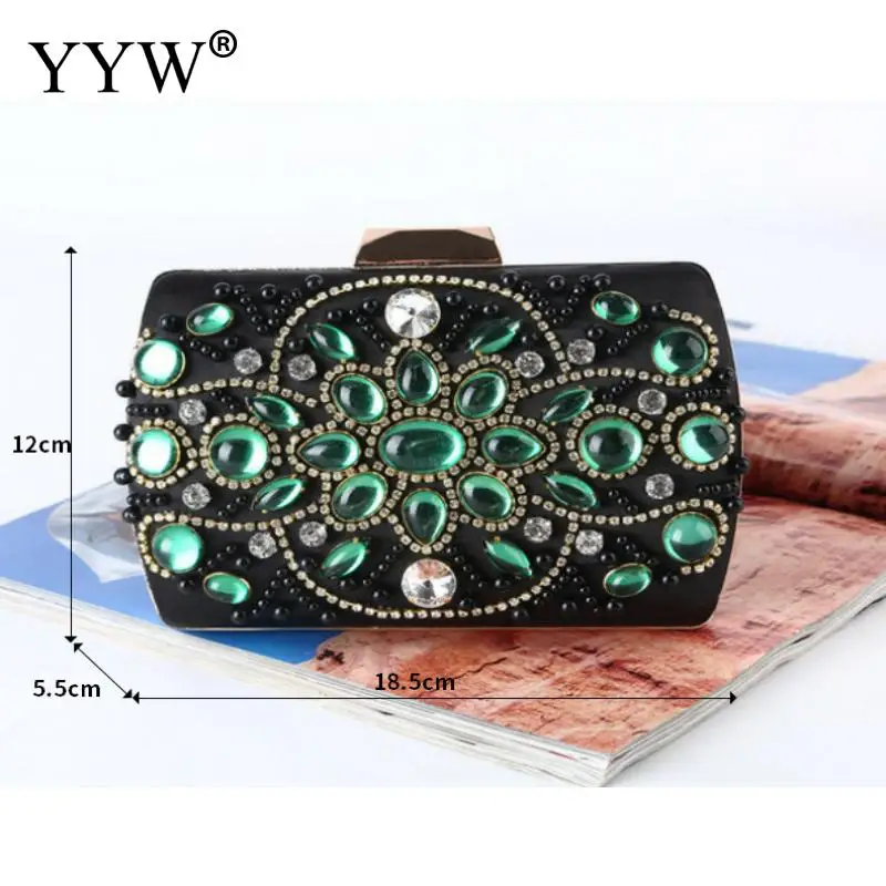 Зеленый клатч со стразами женская сумка атласная с цепочкой сумки на плечо